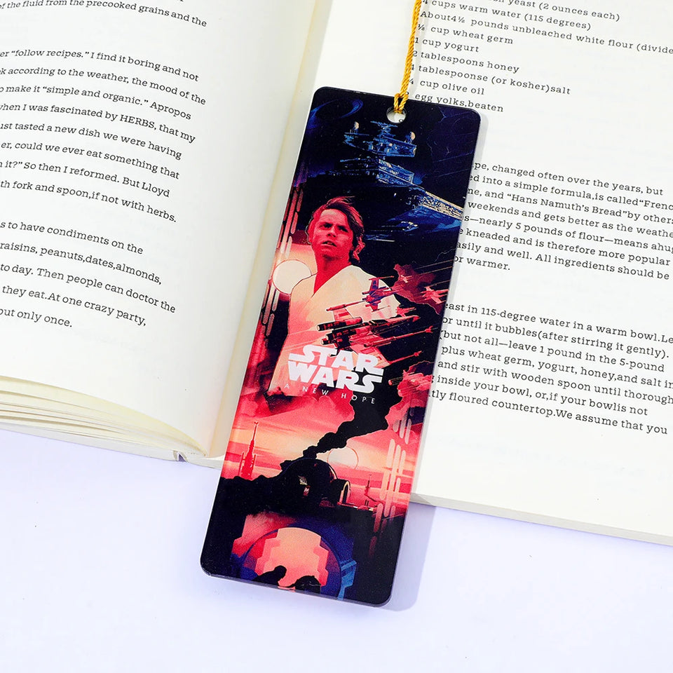 Star Wars Collectible Bookmark Set with Silk Tassels - Premium Mandalorian, Darth Vader & Luke Skywalker Graphic Book Page Markers - Durable Sci-Fi Reading Accessories - Cool Gift for Bookworms & Fans
