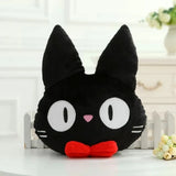 Cute Anime Forest Spirit Plush Cushion - Kawaii Magical Grey & Blue Spirit Pillow - Retro Black Cat Stuffed Animal Doll - Nostalgic Manga Fan Gift for Bed, Couch & Gaming Room Decor