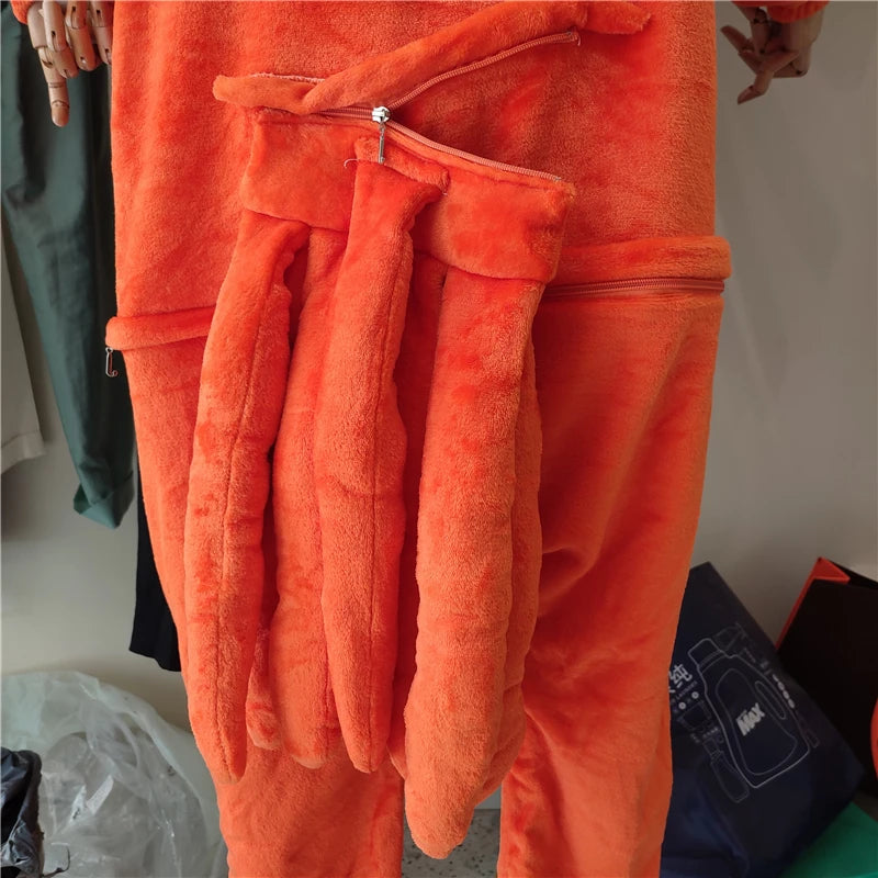 Naruto Kurama Nine-Tails Plush Kigurumi Onesie - Ultra-Soft Fleece Anime Pajamas with Hood & Tails - Unisex Cosplay Jumpsuit for Loungewear, Conventions & Halloween