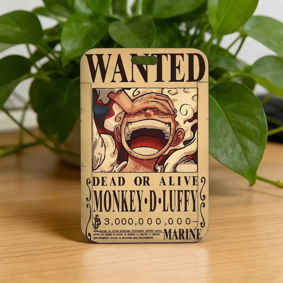 Anime Pirate Wanted Poster Luggage Tag - Vintage Monkey D Luffy Gear 5 Bounty Card - Retro Vinsmoke Sanji & Nico Robin Travel ID Bag Tag - Nostalgic Manga Fan Gift for Backpack, Suitcase & Keychain