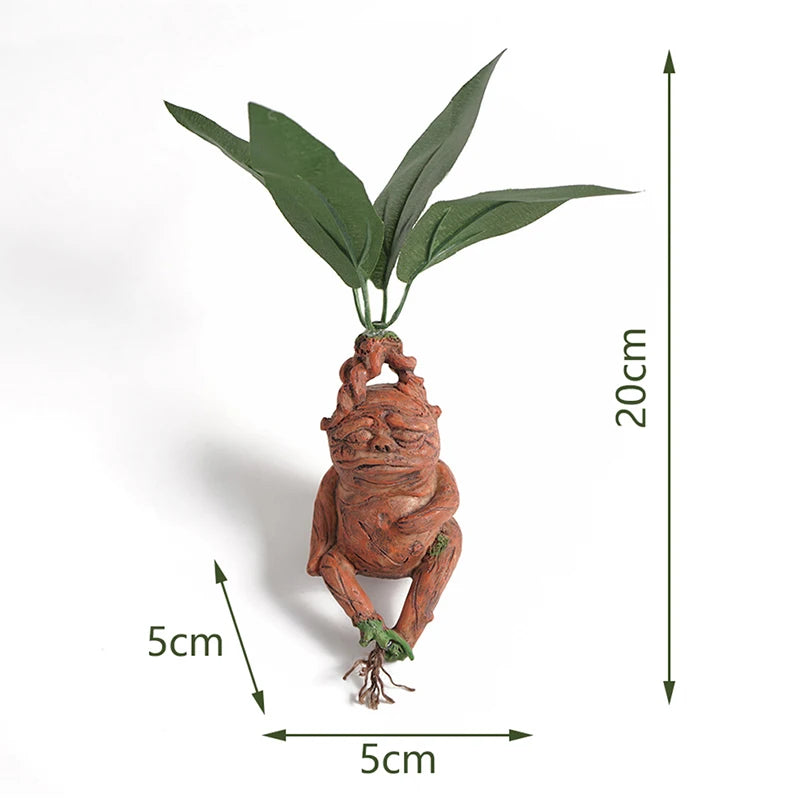 Mandrake Root Resin Statue - Handcrafted Harry Potter Inspired Garden Figurine & Indoor Mythical Plant Decor - Realistic Mandragora Herbology Art Ornament