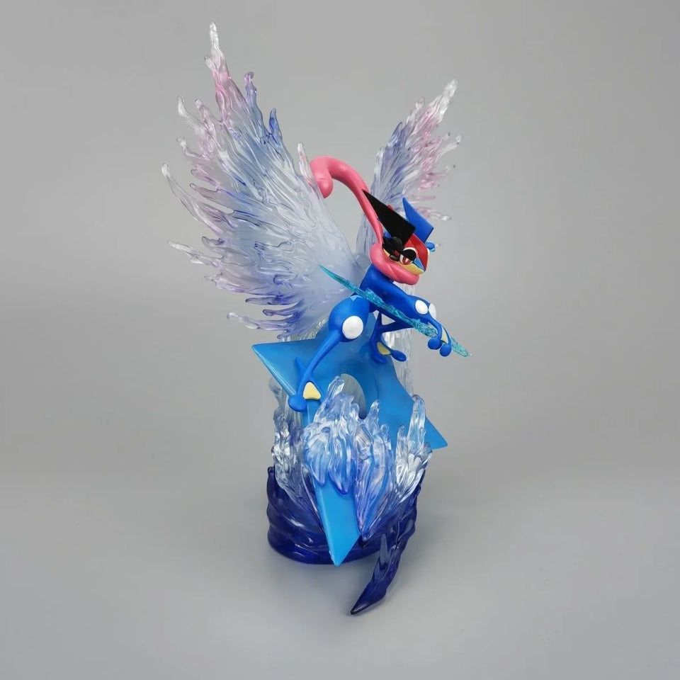 Pokémon Ash-Greninja Water Shuriken Diorama Statue - Dynamic Water & Crystal FX Action Figure - Collectible Anime Desk Statue & Gaming Setup Display - 23CM