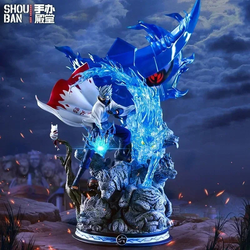Naruto Kakashi Hatake Sixth Hokage Diorama Statue - Lightning Hound Chidori Chakra Effect Statue - Collectible Anime Desk Figure & Display Centerpiece - 22CM