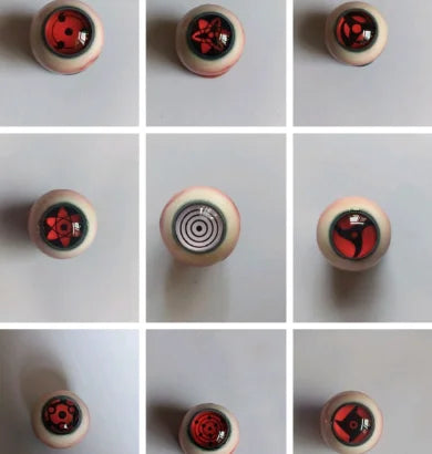 Naruto Sharingan & Mangekyou Sharingan Eyeball Prop Set - Realistic Uchiha Cosplay Eyeball Replicas - Itachi, Sasuke & Kakashi Eye Props for Anime Displays & Halloween