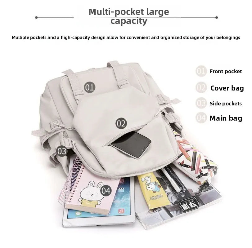 Anime Tactical Buckle Canvas Backpack - Leaf Village & Anbu Mask Graphic School Bookbag with Laptop Sleeve - Aesthetic Multi-Pocket Travel Rucksack for Students & Anime Fans