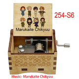 Anime Axis Powers Wooden Music Box - Vintage Hand-Crank Engraved Wooden Musical Toy - Retro Axis & Allies Character Art Print Musicbox - Collectible Nostalgic Fan Gift for Birthday & Room Display