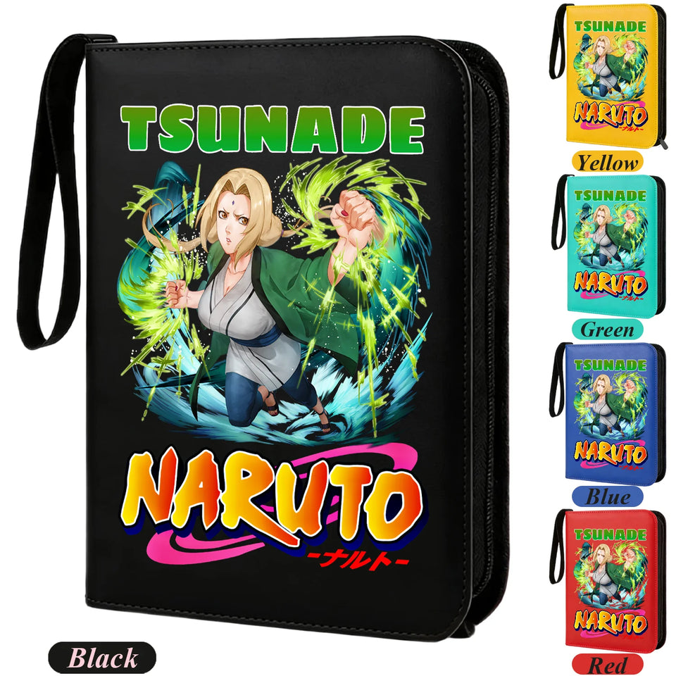 Anime Rogue Ninja Zippered Trading Card Binder - 9-Pocket PU Leather TCG Collector Folder Album with Wrist Strap & Red Cloud Graphic - Portable Storage Case for Pokemon, MTG, Yu-Gi-Oh & Sports Cards
