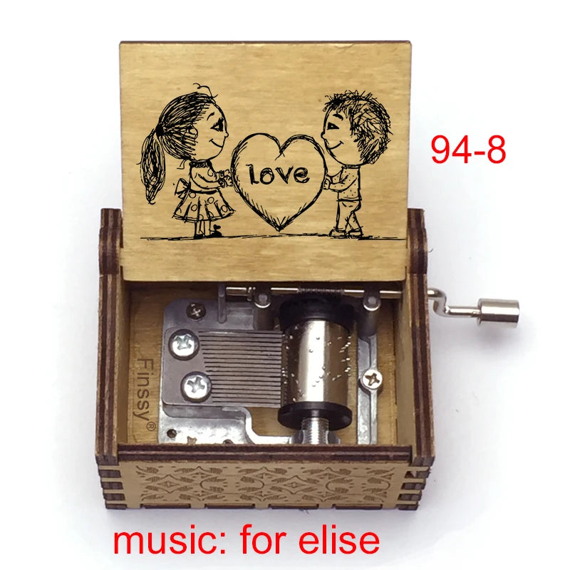 Für Elise Hand-Crank Wooden Music Box - Laser-Engraved Beethoven Classical Theme Replica - Elegant Ballerina Souvenir & Vintage Musical Keepsake Gift