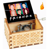 Friends TV Show Hand-Crank Wooden Music Box - "I'll Be There For You" Theme Song - Laser-Engraved Cast Silhouette & Iconic Umbrella Art - Nostalgic TV Series Collectible & Best Friend Gift