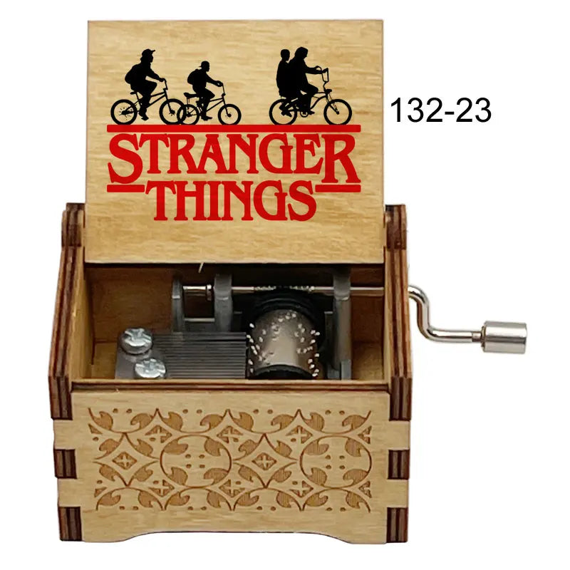 Stranger Things Alphabet Wall Hand-Crank Music Box - Vintage Laser-Engraved Wooden Keepsake - Classic Sci-Fi Mystery Movie Souvenir & Collector’s Gift