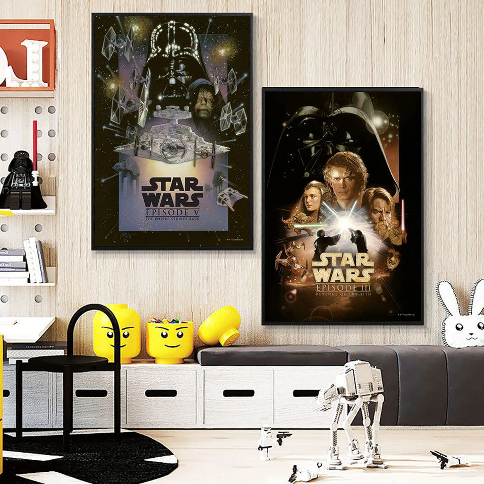 Star Wars Saga Canvas Wall Art – Retro Movie Posters & Minimalist Aesthetic Prints for Home Decor