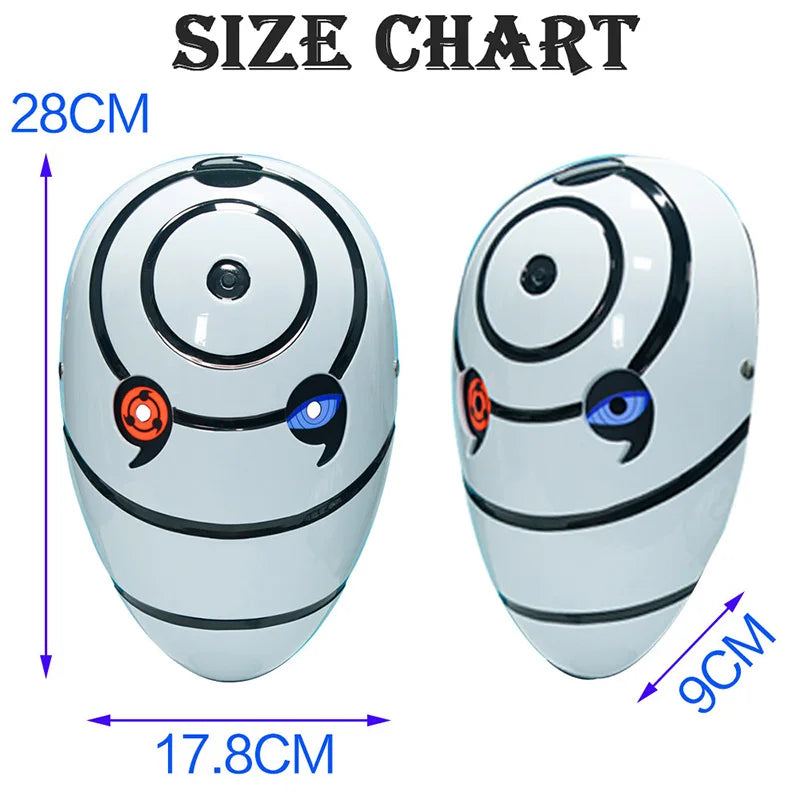 Naruto Obito War Mask with LED Glowing Eyes - Tobi White Rinnegan & Sharingan Illuminated Cosplay Helmet - Full-Face Light-Up Mask for Anime Conventions, Halloween & Displays