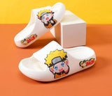 Anime Ninja Character Slide Sandals - Cute Cartoon Yellow Chibi Open Toe Slippers - Waterproof Non-Slip EVA Cloud Slides for Men, Women & Kids - Comfortable Indoor Outdoor Beach Footwear Gift