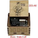 "Shake It Off" Hand-Crank Wooden Music Box - Taylor Swift Inspired Fan Souvenir - Laser-Engraved Pop Icon Silhouette & Lyric - Unique Musical Keepsake Gift