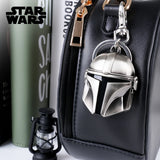 Star Wars Mandalorian Helmet Pewter Keyring - Premium Metal Beskar-Inspired Keychain - 3D Sculpted Mando Helmet Bag Charm - Galactic Bounty Hunter Accessory & Gift for Fans