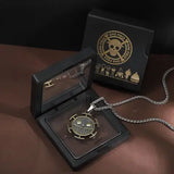 Anime Pirate Medallion Pendant Necklace Set - Vintage Straw Hat & Heart Jolly Roger Medals - Retro Blue Face Emblem Stainless Steel Chain Jewelry - Nostalgic Manga Fan Gift with Premium Display Box
