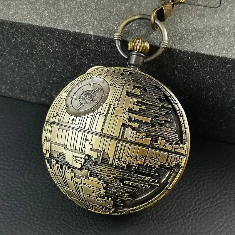 Star Wars Death Star Musical Pocket Watch – 2-in-1 Quartz Timepiece & Wind-Up Music Box