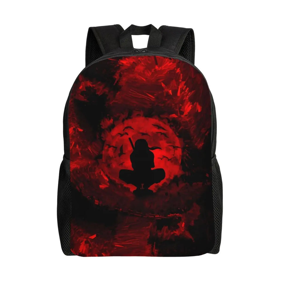 Itachi Uchiha Manga Collage Backpack - Anime Torn Graphic School Bookbag with Sharingan Eyes - Durable Canvas Laptop Daypack for Anime Fans, Students & Cosplay