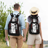 Anime Manga Panel Graphic School Backpack - Japanese Calligraphy Canvas Bookbag with Laptop Sleeve - Back to School Daypack & Travel Rucksack for Students & Anime Fans