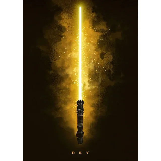 Star Wars Lightsaber Canvas Wall Art - Iconic Jedi & Sith Weaponry Prints - Minimalist Sci-Fi Movie Decor for Home, Office, or Game Room - Kylo Ren, Ahsoka Tano & Obi-Wan Editions