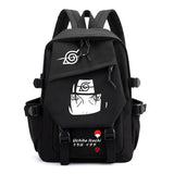 Anime Tactical Buckle Canvas Backpack - Leaf Village & Anbu Mask Graphic School Bookbag with Laptop Sleeve - Aesthetic Multi-Pocket Travel Rucksack for Students & Anime Fans