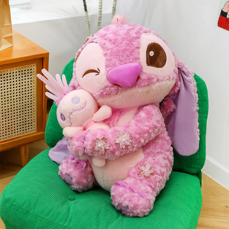 Classic Pink Alien Sakura Plush Toy - Cute Winking Angel Rose Curl Plushie Cushion - Kawaii Soft Fluffy Cherry Blossom Stuffed Animal Doll - Collectible Nostalgic Fan Gift for Kids Room, Bed & Desk Display - (35CM-70CM)