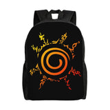 Naruto Eight Trigrams Sealing Emblem Backpack - Minimalist Nine-Tails Seal Symbol Canvas Bookbag - Black Anime Laptop Daypack for Students, Travel & Cosplay