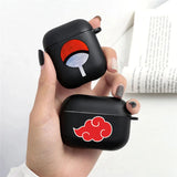 Anime Ninja Protective Silicone Case Cover for AirPods Pro / 1 & 2 / 3 - Shockproof Earphone Case with Carabiner Clip Featuring Akatsuki Cloud, Uchiha Crest & Rinnegan Seals - Gift for Anime Fans & Gamers