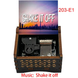 "Shake It Off" Hand-Crank Wooden Music Box - Taylor Swift Inspired Fan Souvenir - Laser-Engraved Pop Icon Silhouette & Lyric - Unique Musical Keepsake Gift