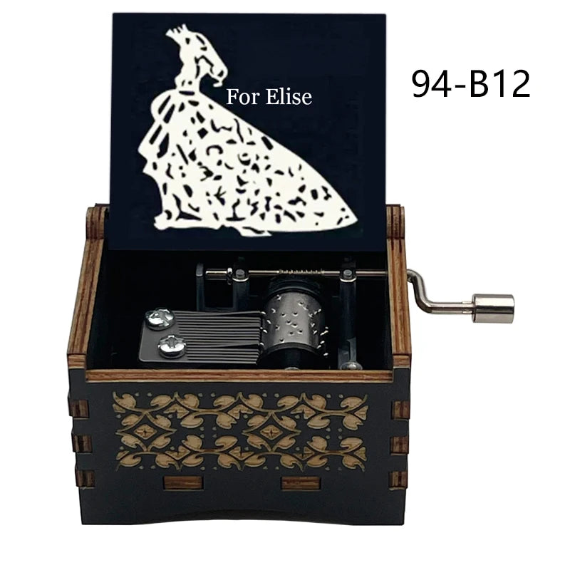 Für Elise Hand-Crank Wooden Music Box - Laser-Engraved Beethoven Classical Theme Replica - Elegant Ballerina Souvenir & Vintage Musical Keepsake Gift