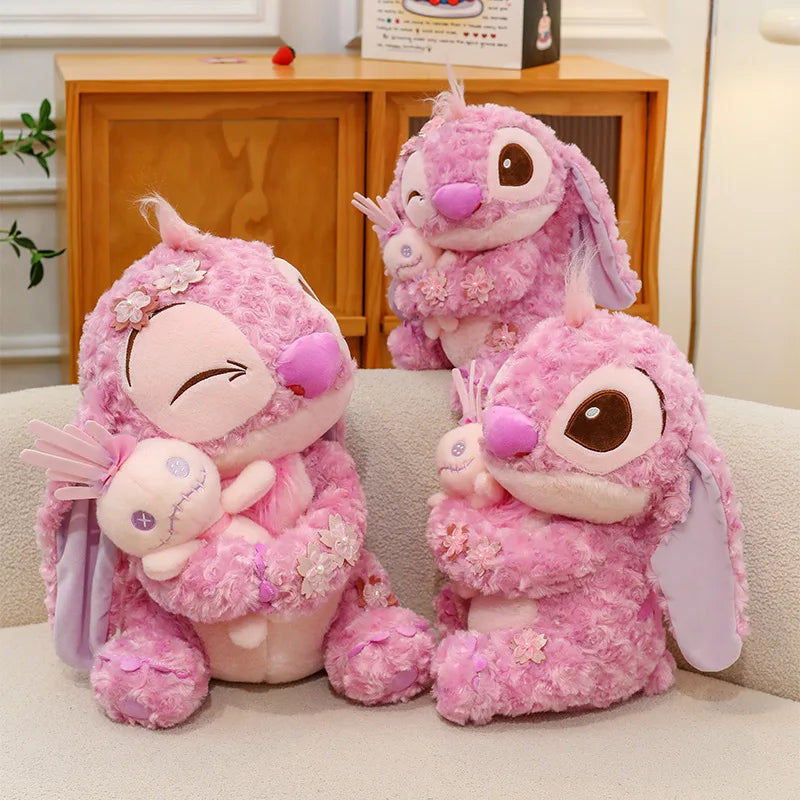 Classic Pink Alien Sakura Plush Toy - Cute Winking Angel Rose Curl Plushie Cushion - Kawaii Soft Fluffy Cherry Blossom Stuffed Animal Doll - Collectible Nostalgic Fan Gift for Kids Room, Bed & Desk Display - (35CM-70CM)