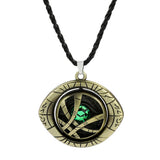 Doctor Strange Eye of Agamotto Pendant Necklace - Antique Brass Mystic Amulet with Green Time Stone Gem - Marvel Superhero Cosplay Prop Jewelry & Gift for Comic Fans