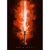 Star Wars Lightsaber Canvas Wall Art - Iconic Jedi & Sith Weaponry Prints - Minimalist Sci-Fi Movie Decor for Home, Office, or Game Room - Kylo Ren, Ahsoka Tano & Obi-Wan Editions