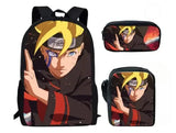 Naruto Tactical Ninja Graphic 3-Piece Backpack Set - Anime Laptop Bookbag with Matching Crossbody Lunch Bag & Pencil Case - 3-in-1 School Set for Students & Anime Fans