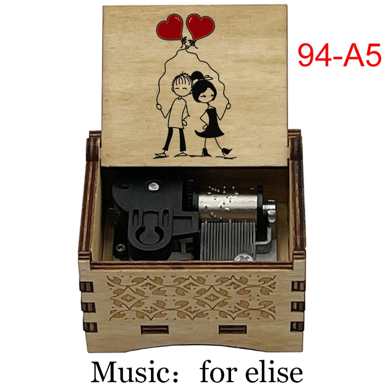 Für Elise Hand-Crank Wooden Music Box - Laser-Engraved Beethoven Classical Theme Replica - Elegant Ballerina Souvenir & Vintage Musical Keepsake Gift