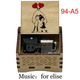 Für Elise Hand-Crank Wooden Music Box - Laser-Engraved Beethoven Classical Theme Replica - Elegant Ballerina Souvenir & Vintage Musical Keepsake Gift