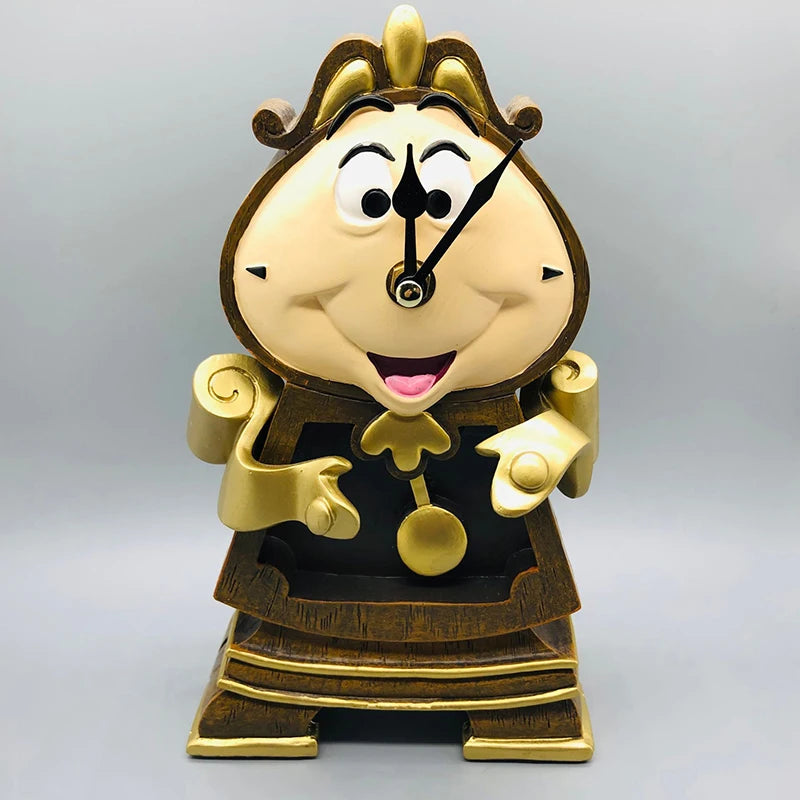 Beauty and the Beast Cogsworth & Lumiere Desktop Collectible Set - Functional Pendulum Clock & Light-Up LED Figurine - Premium Resin Movie Replica Home Decor & Gift Duo