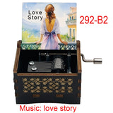 "Love Story" Hand-Crank Wooden Music Box - Taylor Swift Inspired Fan Souvenir - Laser-Engraved Portrait & Classic Lyric Motif - Premium Musical Keepsake Gift