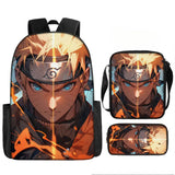 Naruto Tactical Ninja Graphic 3-Piece Backpack Set - Anime Laptop Bookbag with Matching Crossbody Lunch Bag & Pencil Case - 3-in-1 School Set for Students & Anime Fans