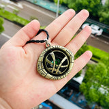 Doctor Strange Eye of Agamotto Pendant Necklace - Antique Brass Mystic Amulet with Green Time Stone Gem - Marvel Superhero Cosplay Prop Jewelry & Gift for Comic Fans