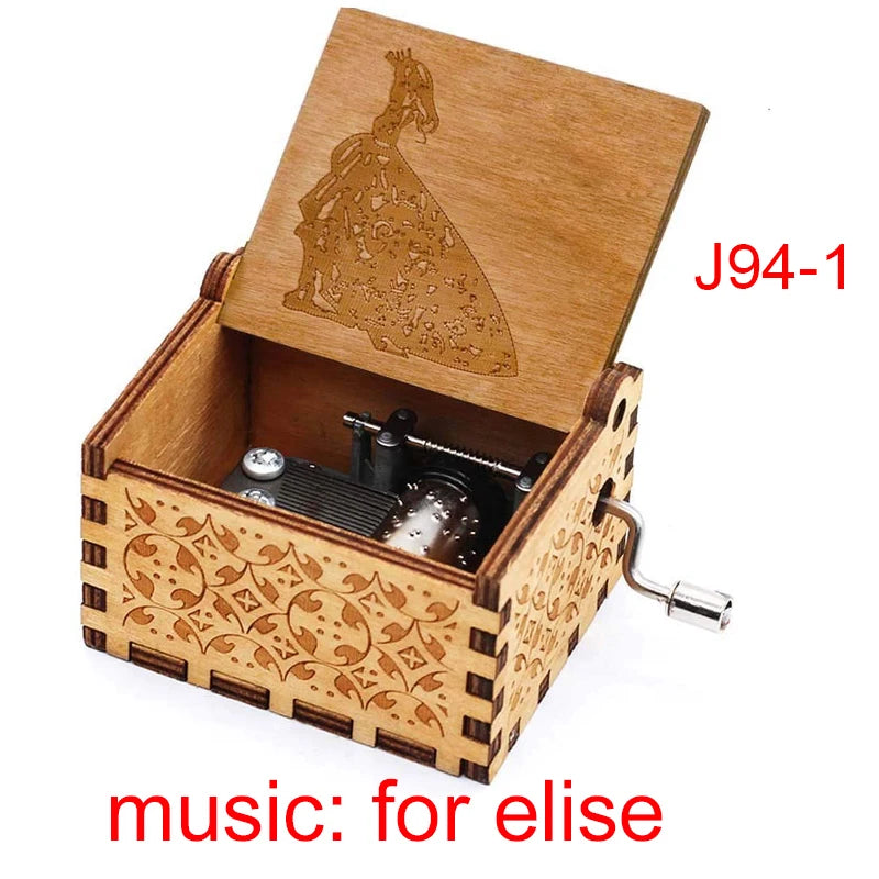 Für Elise Hand-Crank Wooden Music Box - Laser-Engraved Beethoven Classical Theme Replica - Elegant Ballerina Souvenir & Vintage Musical Keepsake Gift
