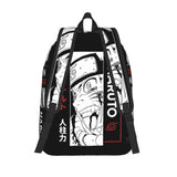 Anime Manga Panel Graphic School Backpack - Japanese Calligraphy Canvas Bookbag with Laptop Sleeve - Back to School Daypack & Travel Rucksack for Students & Anime Fans