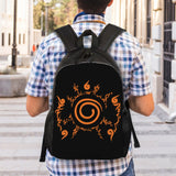 Naruto Eight Trigrams Sealing Emblem Backpack - Minimalist Nine-Tails Seal Symbol Canvas Bookbag - Black Anime Laptop Daypack for Students, Travel & Cosplay