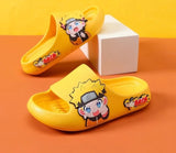 Anime Ninja Character Slide Sandals - Cute Cartoon Yellow Chibi Open Toe Slippers - Waterproof Non-Slip EVA Cloud Slides for Men, Women & Kids - Comfortable Indoor Outdoor Beach Footwear Gift
