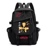 Anime Tactical Buckle Canvas Backpack - Leaf Village & Anbu Mask Graphic School Bookbag with Laptop Sleeve - Aesthetic Multi-Pocket Travel Rucksack for Students & Anime Fans