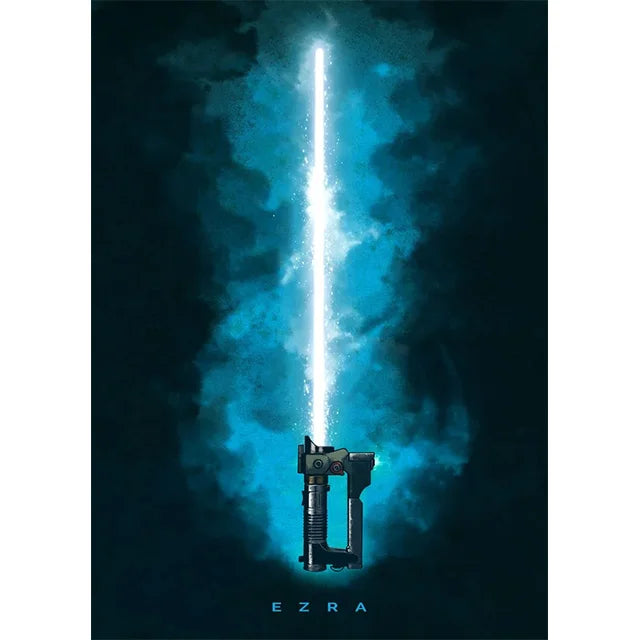 Star Wars Lightsaber Canvas Wall Art - Iconic Jedi & Sith Weaponry Prints - Minimalist Sci-Fi Movie Decor for Home, Office, or Game Room - Kylo Ren, Ahsoka Tano & Obi-Wan Editions