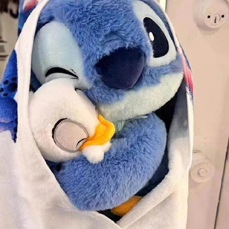 Classic Blue Alien Hugging Duckling Plush Toy - Cute Experiment 626 Duck Plushie Cushion - Kawaii Soft Fluffy Stuffed Animal Doll - Collectible Nostalgic Fan Gift for Kids Room, Bed & Desk Display - (35-80cm)