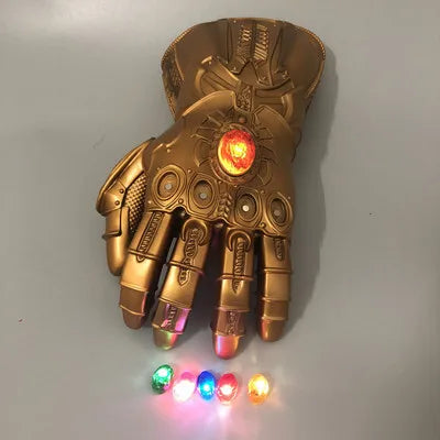 Infinity Gauntlet Prop Replica - Metallic Gold Armor Glove with 6 Infinity Stones - Marvel Superhero Cosplay Weapon, Costume Prop & Desk Display for Fans & Collectors
