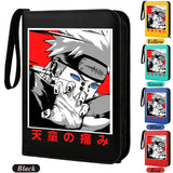 Anime Rogue Ninja Zippered Trading Card Binder - 9-Pocket PU Leather TCG Collector Folder Album with Wrist Strap & Red Cloud Graphic - Portable Storage Case for Pokemon, MTG, Yu-Gi-Oh & Sports Cards