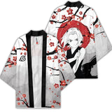 Anime Kimono Haori Cardigan Cloak - Akatsuki Red Cloud Printing Open Front Robe - Gaara Jiraiya Uchiha Unisex Graphic Yukata Jacket - Casual Streetwear Ninja Cosplay Cape Outwear